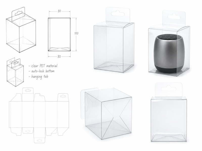 fully transparent plastic box samples