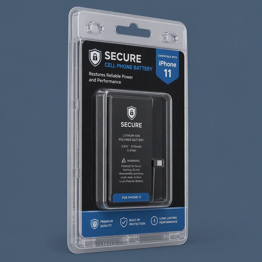 Secure Cell Phone Battery Blister Clamshell Packaging